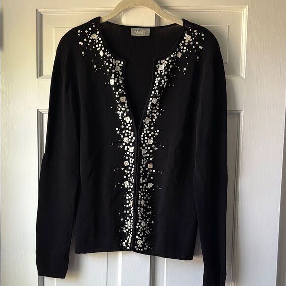Wallis Black and White Cardigan Sweater with Embellished Design Size 14 - Picture 1 of 9